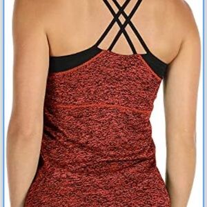 icyzone Women's Workout Yoga Spaghetti Strap Racerback Tank Top w/ Built in Bra